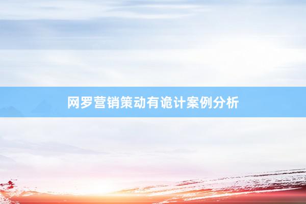 网罗营销策动有诡计案例分析